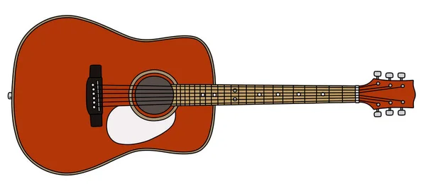 Desenho Vetorizado Mão Uma Guitarra Clássica Acústica Vermelha —  Vetores de Stock