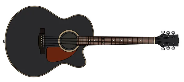 Dessin Main Vectorisé Une Guitare Accoustique Noire Classique — Image vectorielle