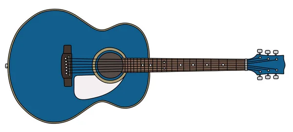 Dibujo Vectorizado Mano Una Guitarra Acústica Azul Clásica — Archivo Imágenes Vectoriales