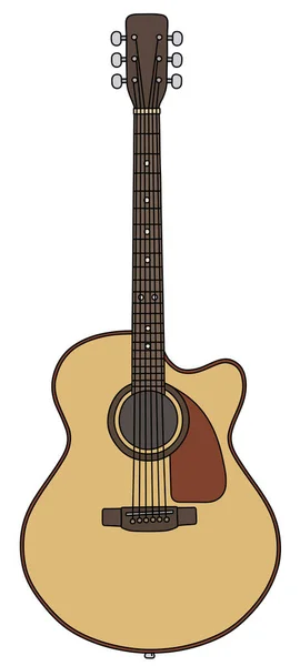 Dibujo Vectorizado Mano Una Guitarra Acústica Clásica — Vector de stock
