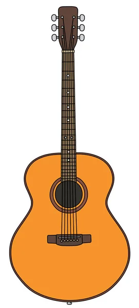 Vectorized Hand Drawing Classic Accoustic Guitar — Stock Vector