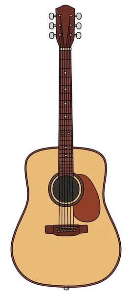 Dibujo Vectorizado Mano Una Guitarra Acústica Clásica — Vector de stock