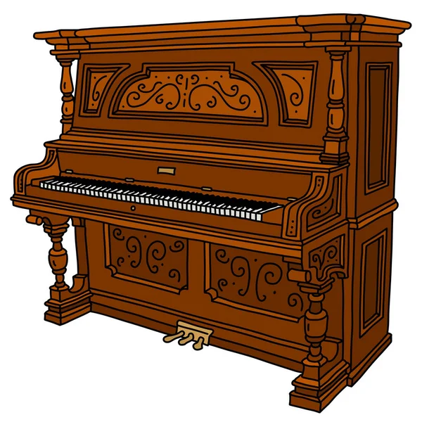 Dessin Main Vectorisé Pianino Ouvert Bois Vintage — Image vectorielle