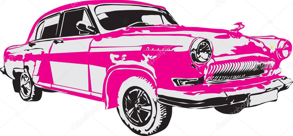 The sport car and retro car made in eps