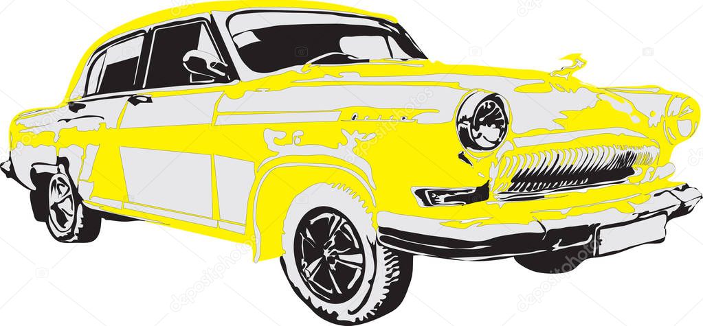 The sport car and retro car made in eps