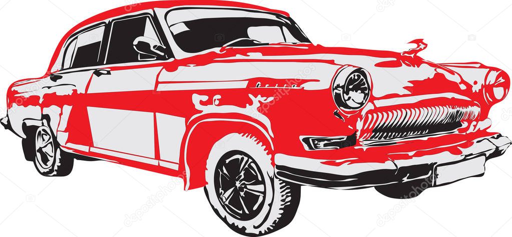 The sport car and retro car made in eps