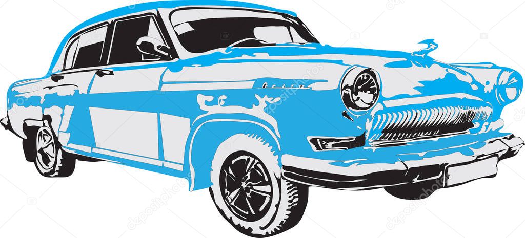 The sport car and retro car made in eps