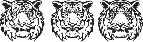 Tête Tigre Tatouage Vecteur — Image vectorielle