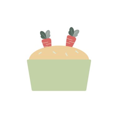 Konteynır bahçe konsepti. Sebzeler tencereye ekildi. Büyüyen havuçlar. Düz vektör çizimi..