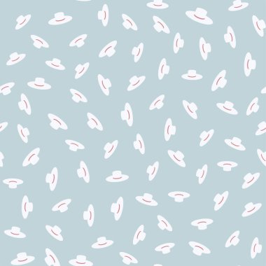 Fedora şapkaları ambalaj kağıdı, kumaş, tekstil ve arka planlar için kusursuz tekrarlayan vektör deseni.