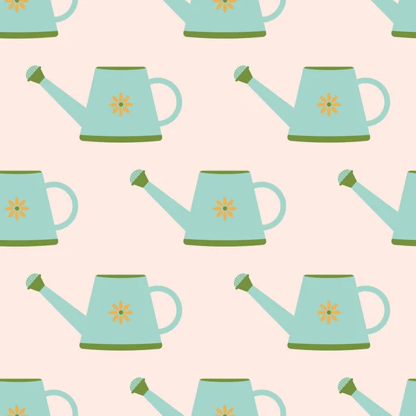 Cute Watering Can Seamless Repeat Vector Pattern Wrapping Paper Wallpaper — Stock Vector