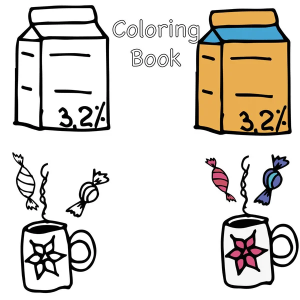 Illustrazione Del Vettore Doodle Icone Colazione Ornamento Elementi Colorati Logo — Vettoriale Stock