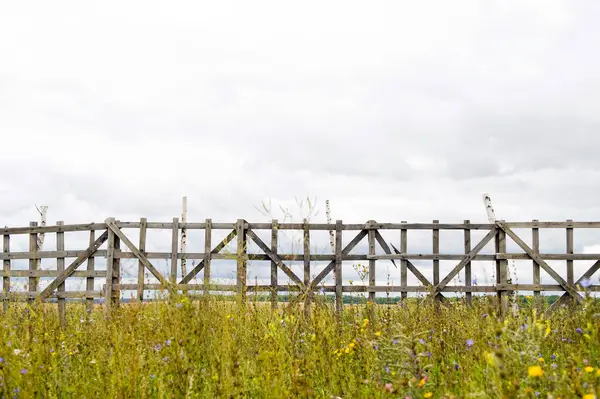 eski bir ahşap çit ile alana bakmak, yakın