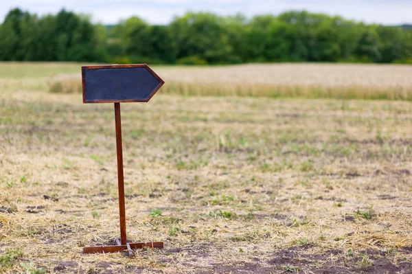 Wooden direction indicator in the field — Stock Photo, Image