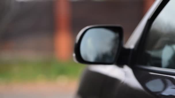 Driver Throws Out Different Rubbish Opened Car Window Selective Focus — Stock Video