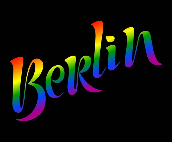 Napsané Berlínské Ruční Kaligrafii Hlavní Město Německa Duhové Barvy Symbol — Stockový vektor