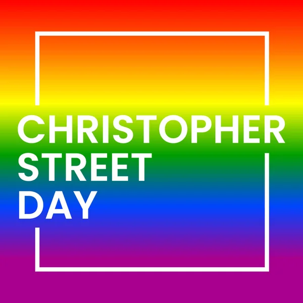 Lettrage Christopher Street Day Inscription Blanche Sur Fond Arc Ciel — Image vectorielle