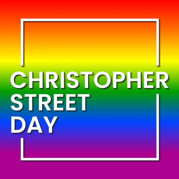 Lettrage Christopher Street Day Inscription Blanche Sur Fond Arc Ciel — Image vectorielle