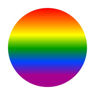 Beyaz üzerine gökkuşağı şeklinde daire çiz. LGBT, eşit haklar, adalet, hoşgörü, gurur, özgürlük, aşk sembolü. Dikey çizgiler gradyanı. Vektör illüstrasyonu