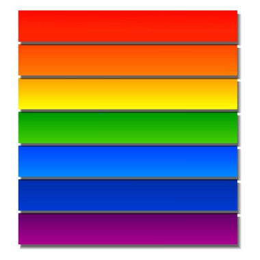 Gökkuşağı gerçekçi kağıtları çizgileri gölgelerle keser. Gökkuşağı LGBT gurur bayrağı. Uluslararası Homofobiye Karşı Gün, Gurur Ayı sembolü. Yatay görünümde malzeme tasarım tarzında kağıt katmanları
