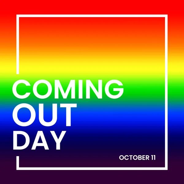 National Coming Out Day Października Napis Biały Tle Tęczy Duma — Wektor stockowy