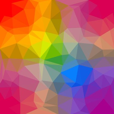 Soyut düşük polimer arkaplan. Üçgen düzensiz çokgen geometrik kristal origami çok renkli gökkuşağı spektrum deseni. Vektör illüstrasyonu