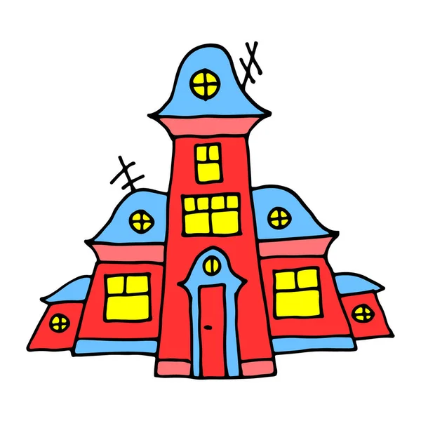 Desenhos Animados Mão Casa Aldeia Estilo Country Desenho Ilustração Infantil — Vetor de Stock