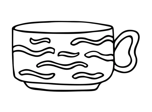 Рука Намальована Порцелянова Чашка Візерунком Ескізний Малюнок Керамічної Чашки Doodle — стоковий вектор