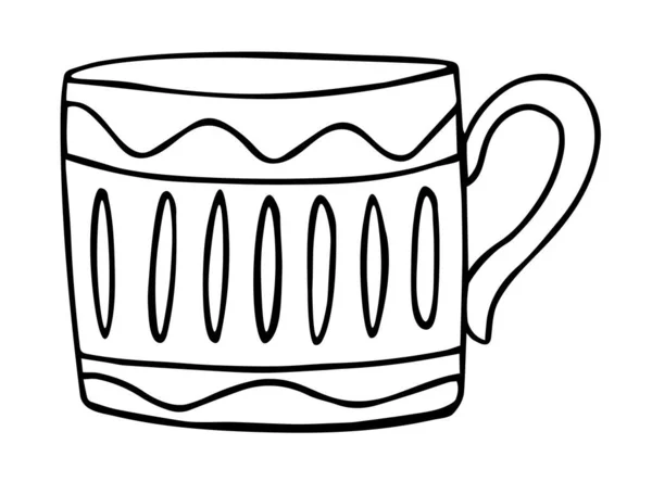 Taza Porcelana Dibujada Mano Con Patrón Dibujo Dibujo Taza Cerámica — Vector de stock