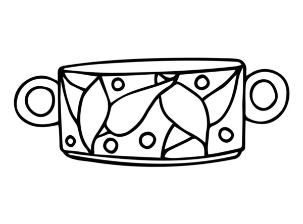 Coupe Porcelaine Dessinée Main Avec Motif Croquis Dessin Tasse Céramique — Image vectorielle