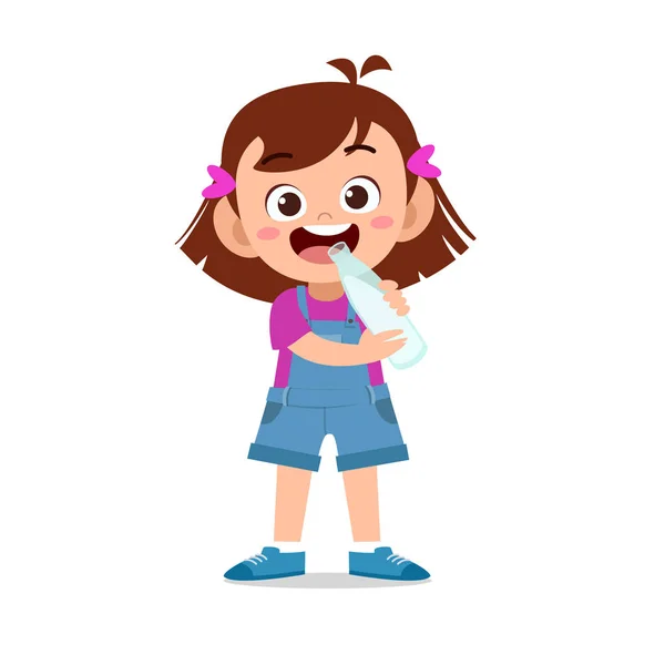 Enfant heureux boire du lait vecteur illustration — Image vectorielle