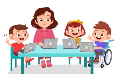 çocuklar dizüstü bilgisayar internet öğretmeni öğrenmek