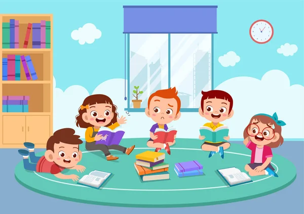 Niños discuten estudio de tareas juntos — Vector de stock