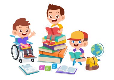 mutlu çocuklar birlikte kitap çalışması okumak