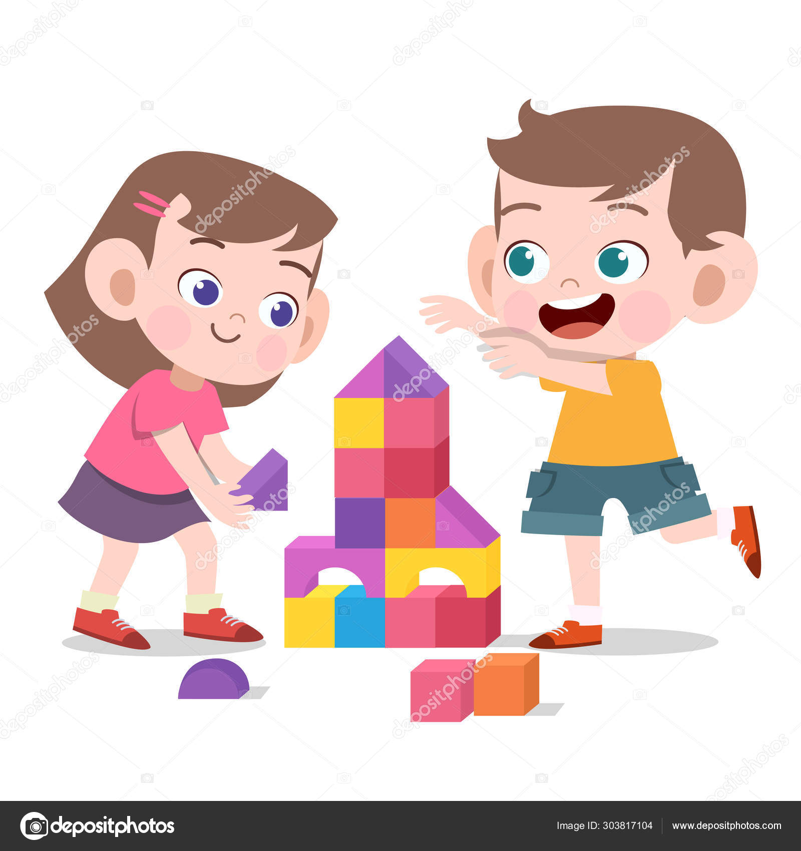 crianças brincando com tijolos e jogos educativos na sala do
