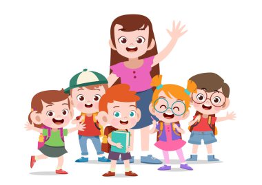 çocuk vektör illüstrasyon izole ile öğretmen