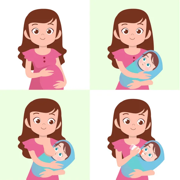Mujer con ilustración de vectores de bebé aislado — Vector de stock