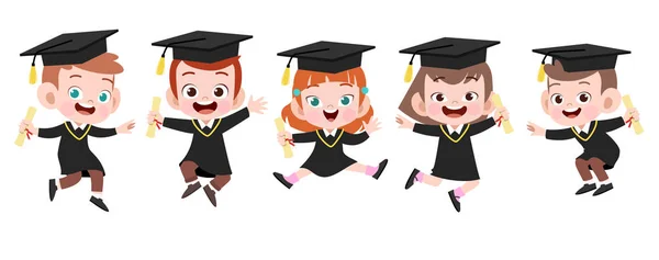 Happy kids graduation vector illustration isolated — Stock Vector