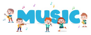 mutlu müzik çocuk vektör illüstrasyon