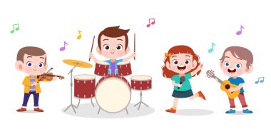 mutlu çocuk müzik vektör illüstrasyon şarkı