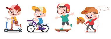 çocuklar birlikte vektör illüstrasyon seti oynamak