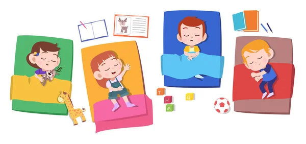 Happy kids sleep vector illustration — Stock Vector