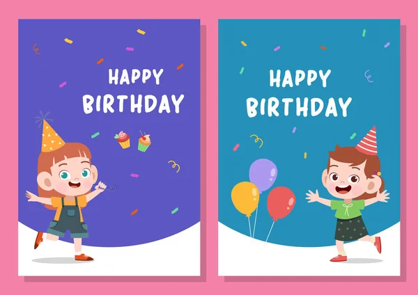 Kids birthday party card vector illustration — Stock Vector