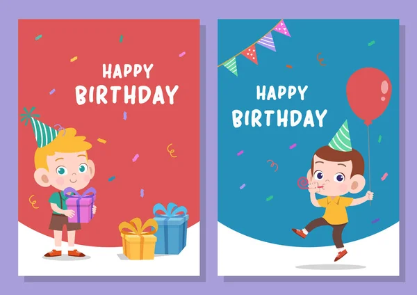 Kids birthday party card vector illustration — Stock Vector