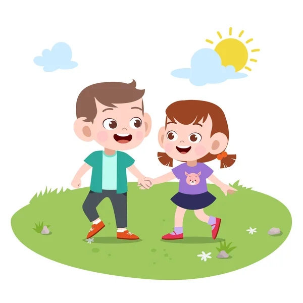 Kids friendship boy girl vector illustration — Stock Vector