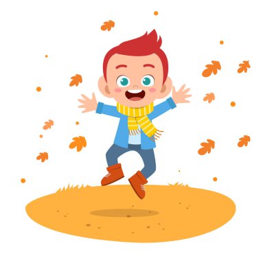 mutlu çocuklar sonbahar vektör illüstrasyon