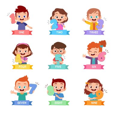 Numbervector illüstrasyon tutan çocuklar