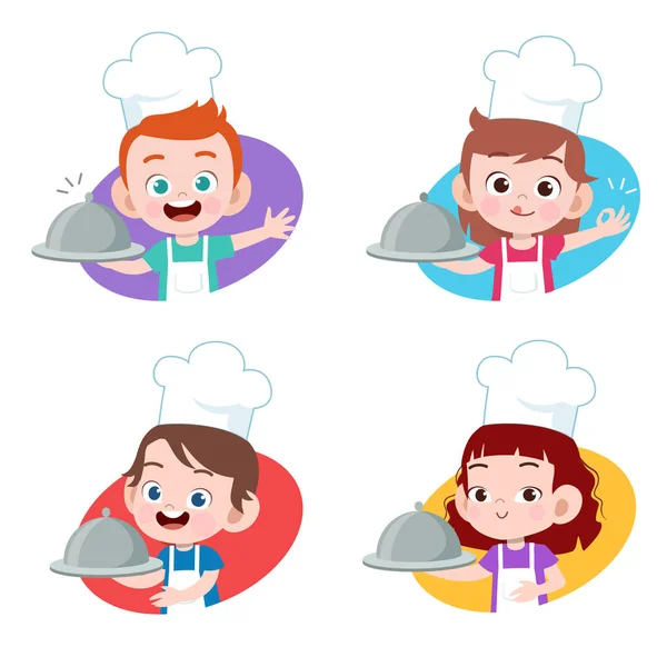 Enfants chef cuisine illustration vectorielle — Image vectorielle