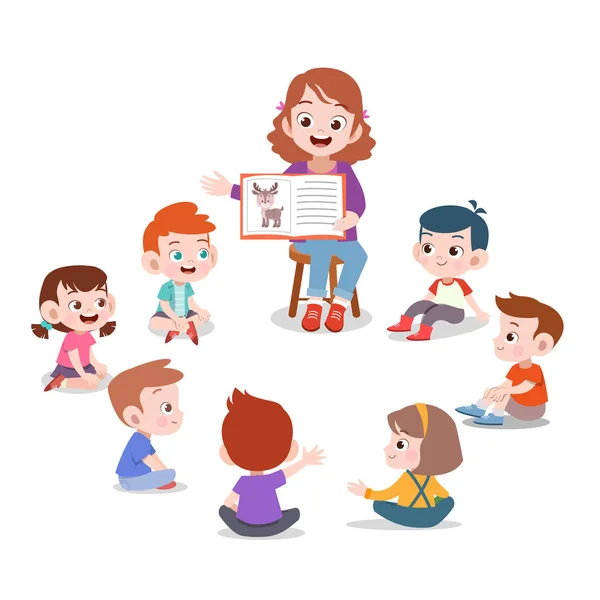Lehrer und Schüler in der Klasse Illustration — Stockvektor