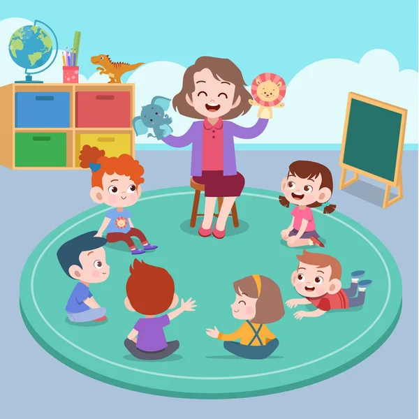 sınıf illüstrasyon öğretmen ve öğrenci